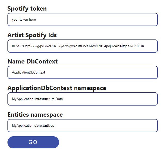 Entity Framework Core Spotify data seed generator