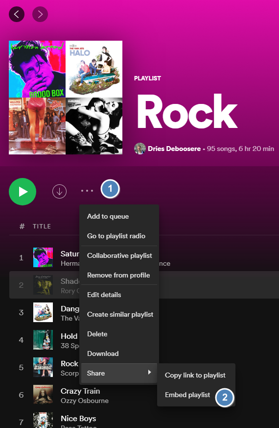 Embed playlist