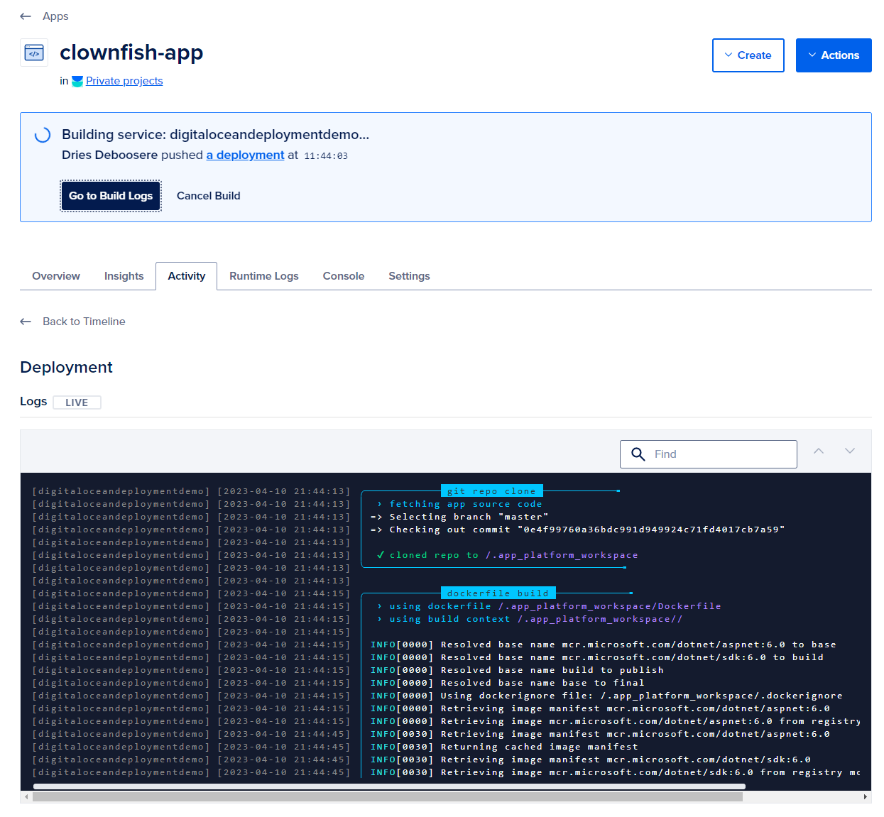How to auto-deploy an ASP.NET 6.0 application to Digital Ocean App